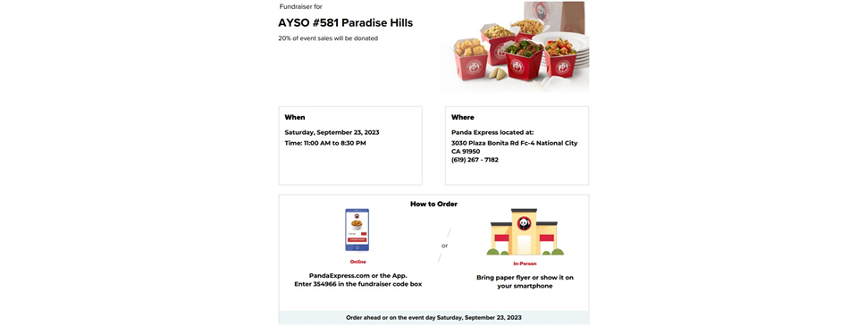 Fundraiser for AYSO #581 Paradise Hills