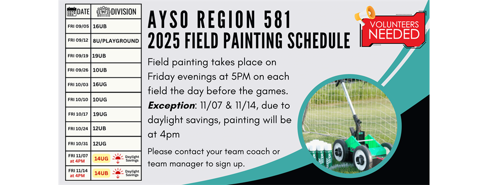 2025 Field Painting Schedule