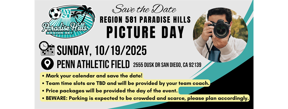 Save-the-date: Region Picture Day (Sunday, 10/19/2025)