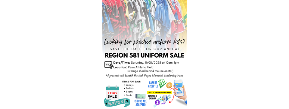 Practice Uniform Sale, Saturday 11/08/2025 10am-1pm